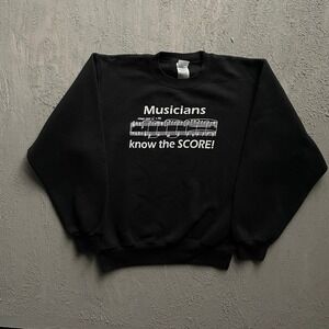 Vintage Musicians Know The Score Sweatshirt Men Small Black 1990s Delta